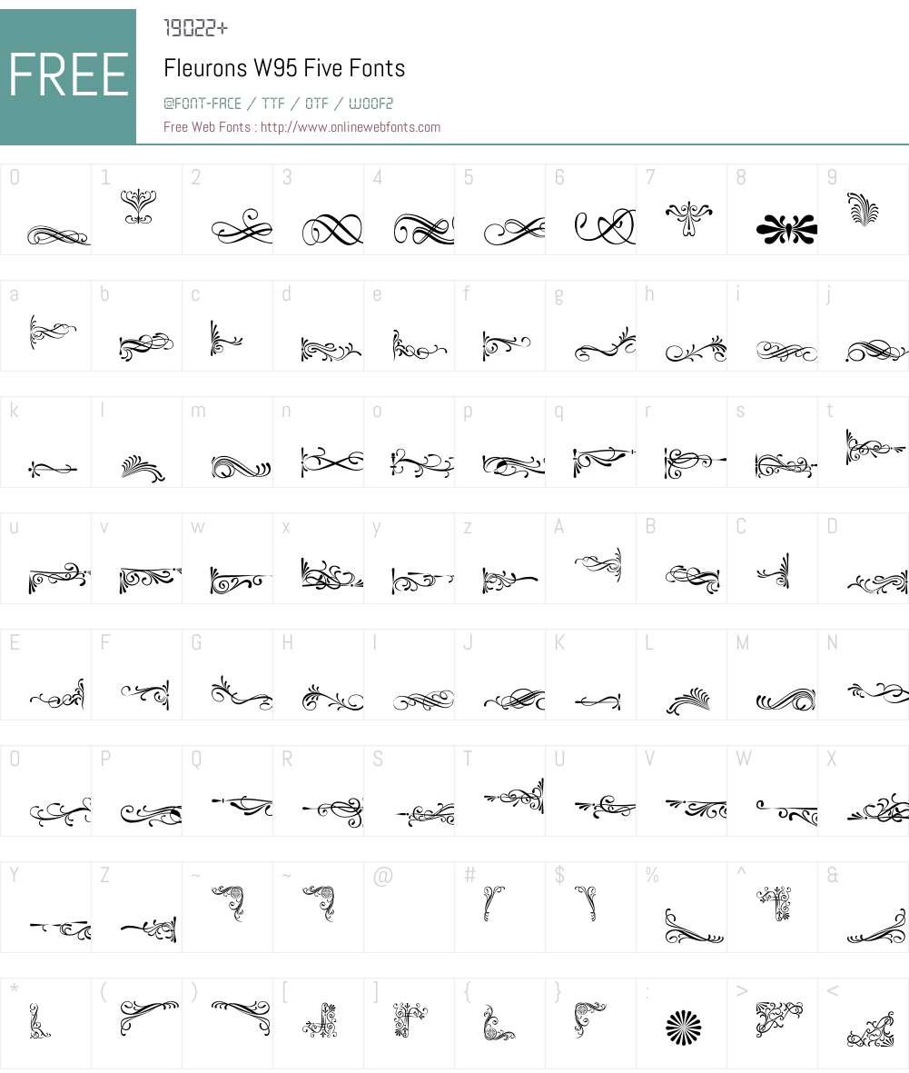 FleuronsW95-Five Font Screenshots