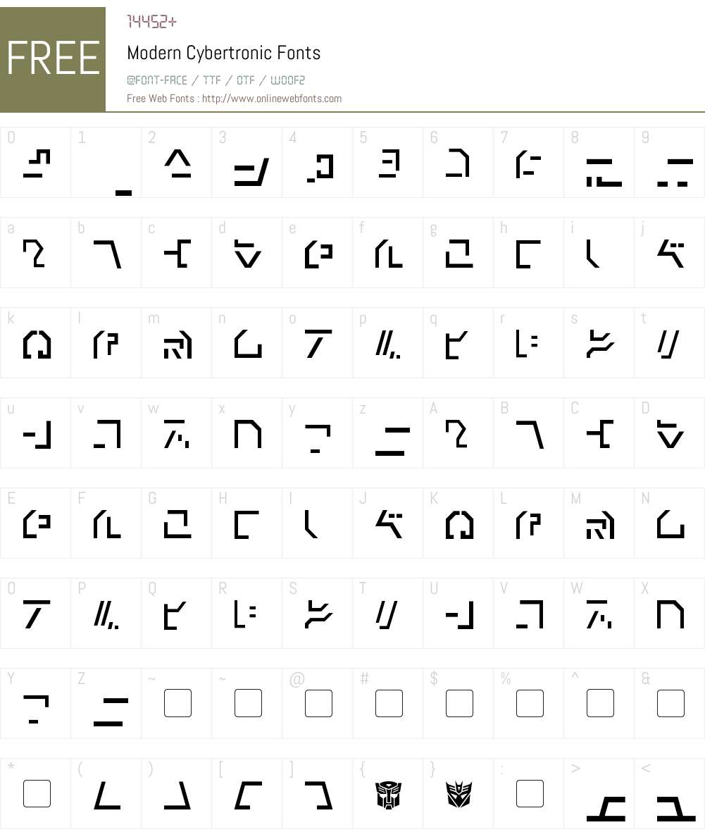 Modern Cybertronic Font Screenshots