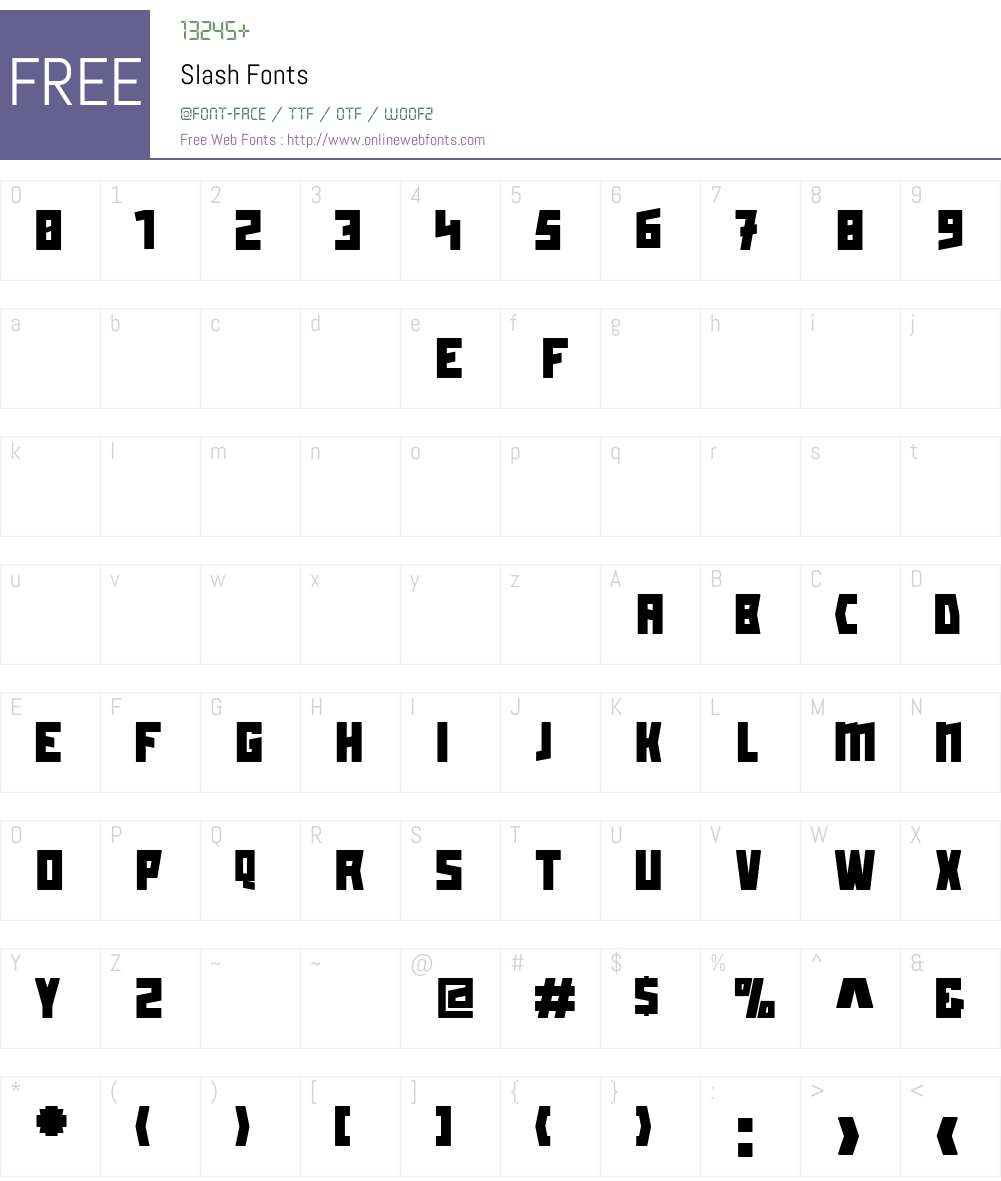 Slash Font Screenshots