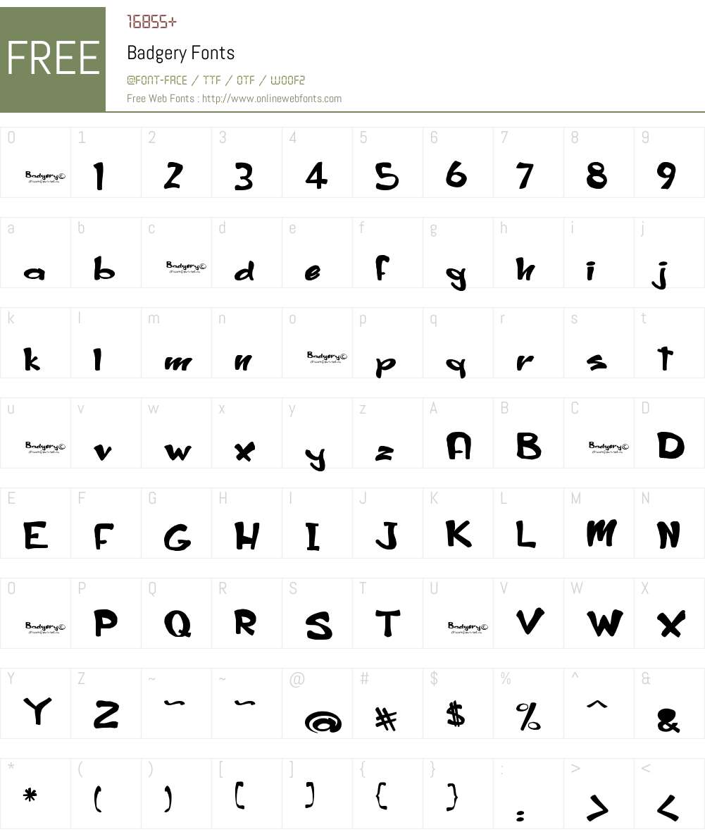 Badgery Font Screenshots