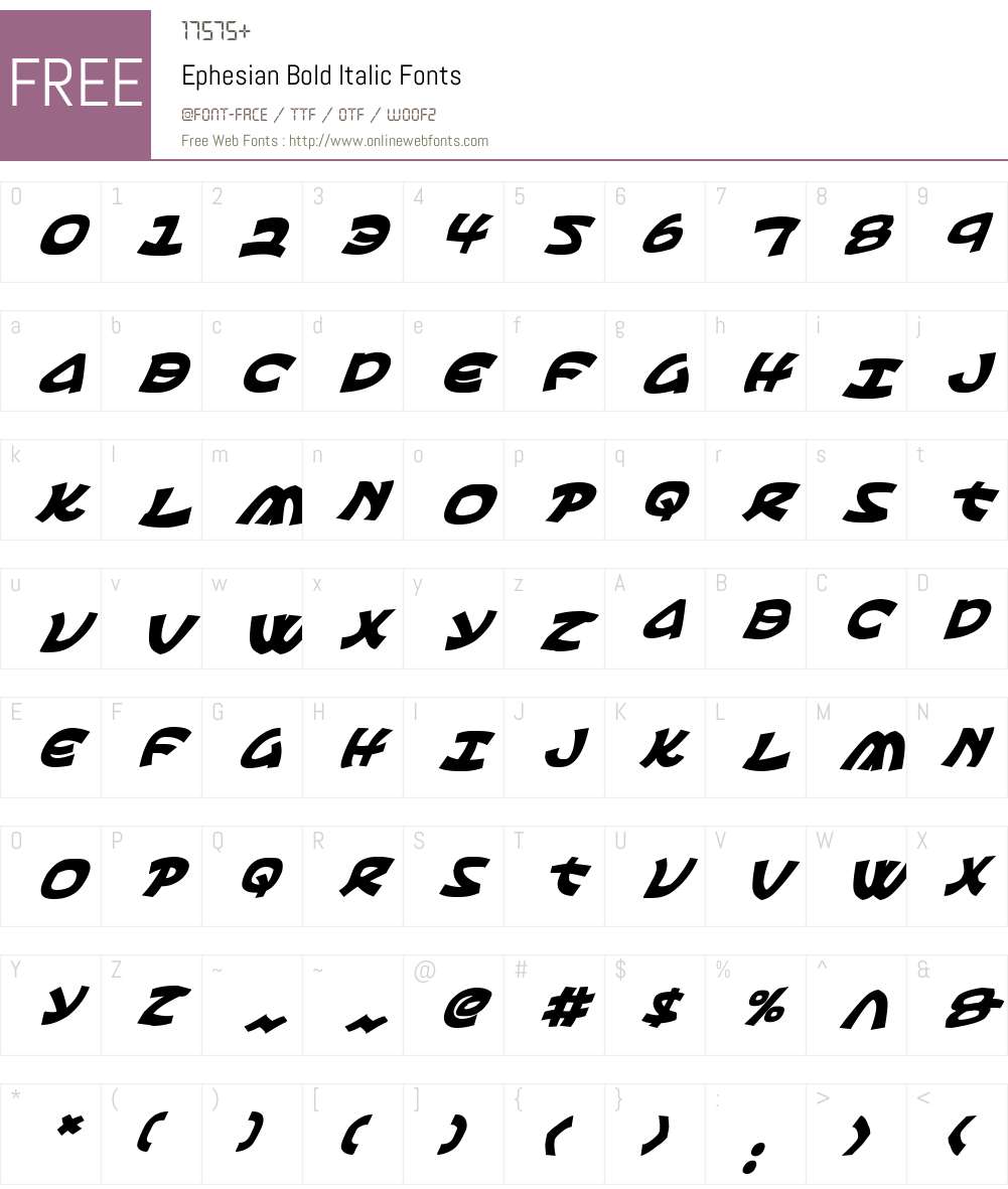 Ephesian Bold Italic Font Screenshots