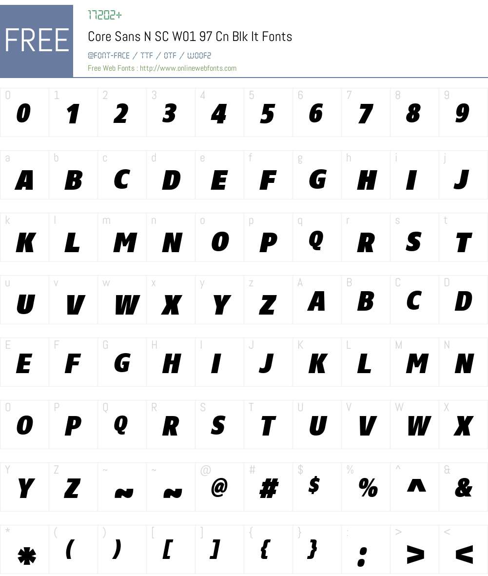 CoreSansNSCW01-97CnBlkIt Font Screenshots