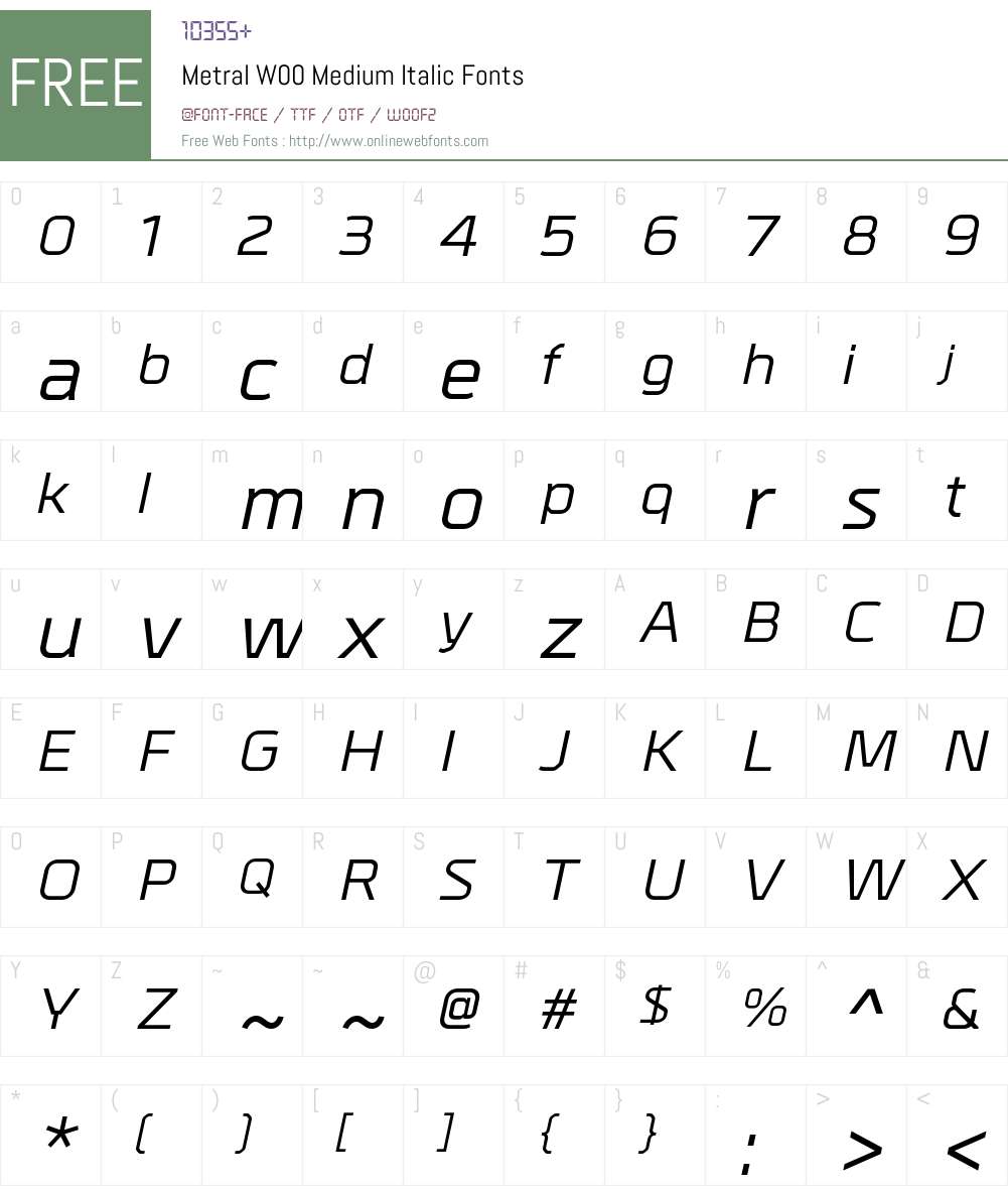 MetralW00-MediumItalic Font Screenshots