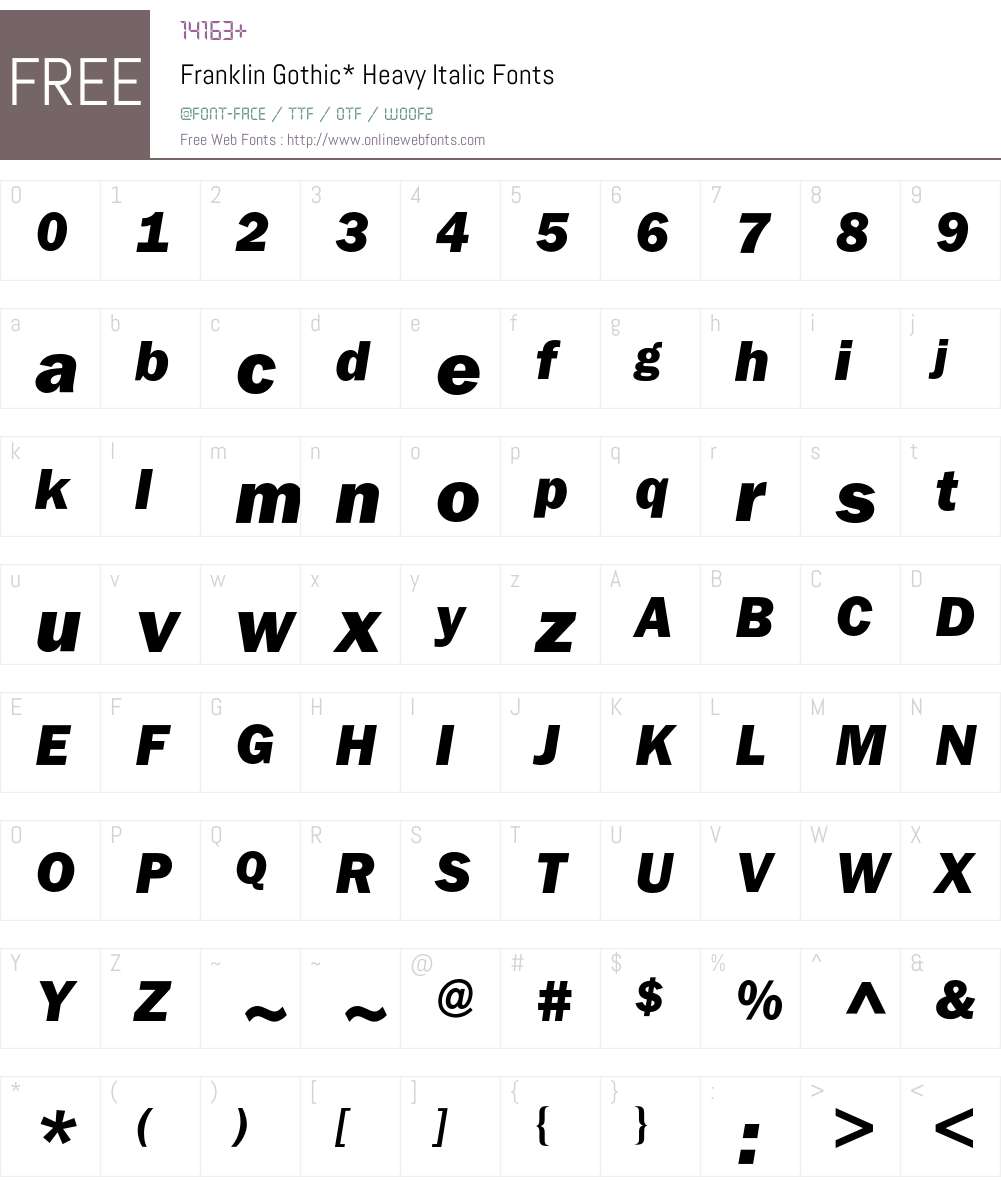 Franklin ITC BQ Font Screenshots