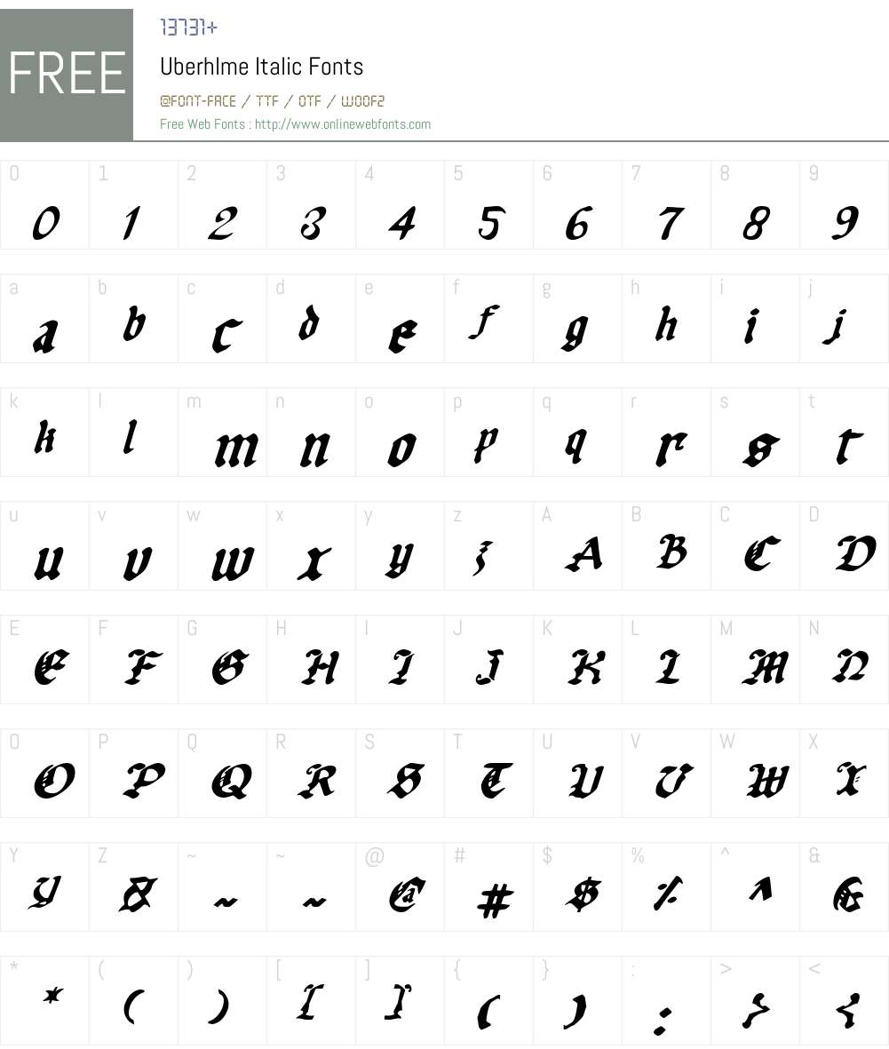 Uberhlme Italic Font Screenshots