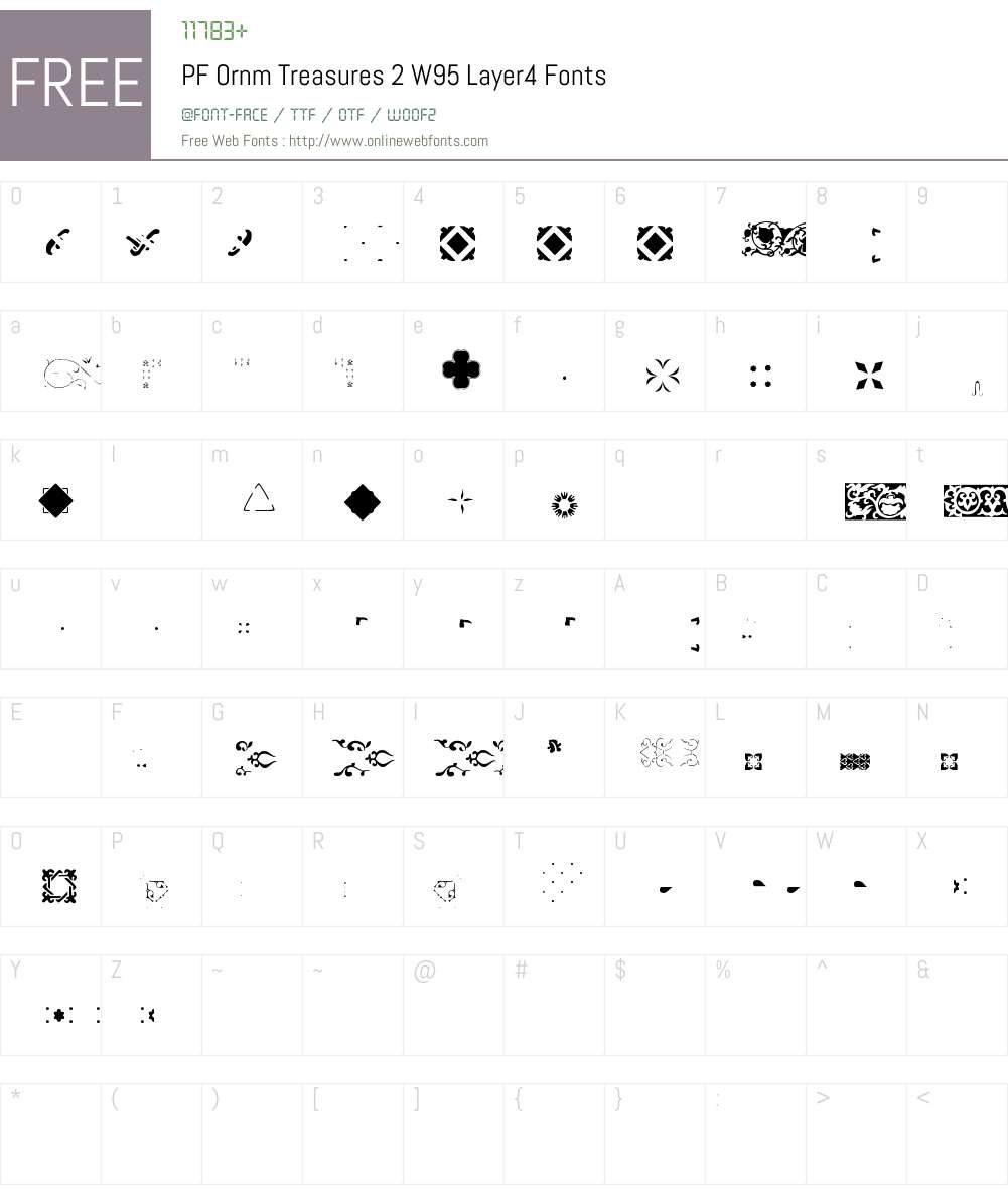 PFOrnmTreasures2W95-Layer4 Font Screenshots