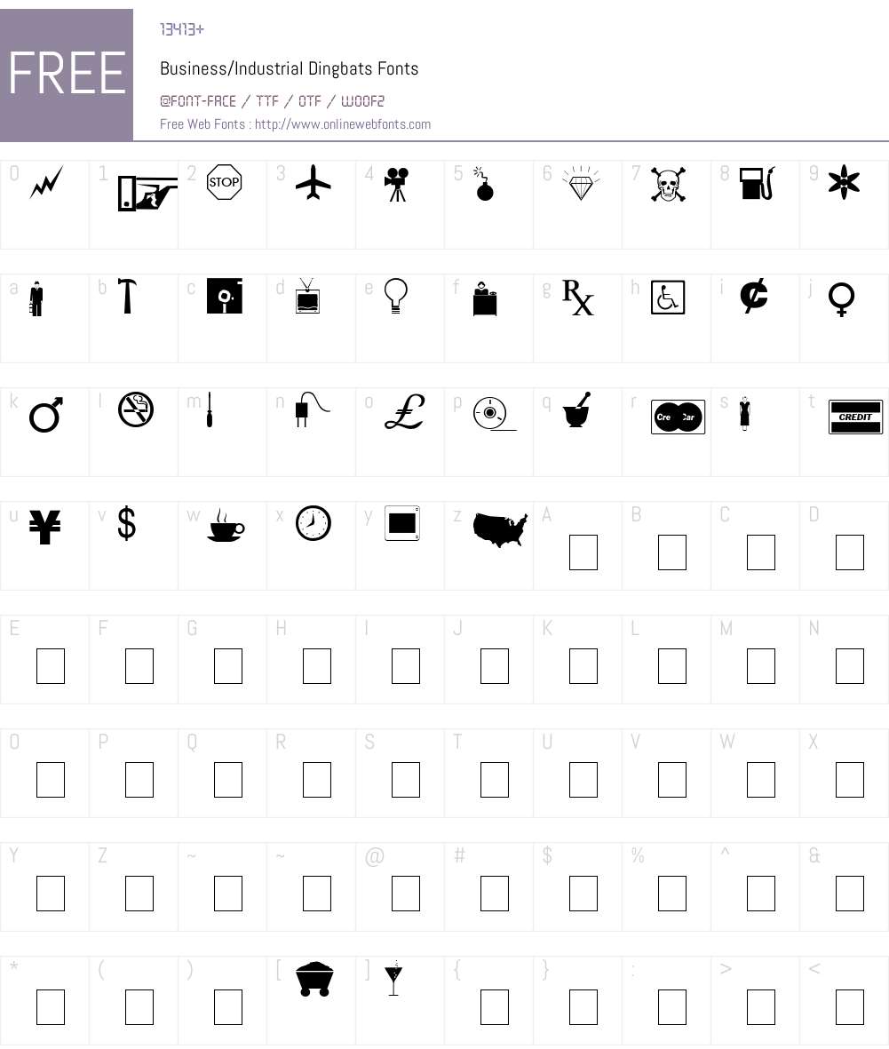 Business/Industrial Dingbats Font Screenshots