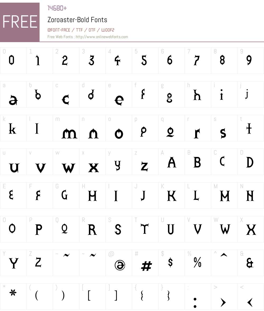 Zoroaster Font Screenshots