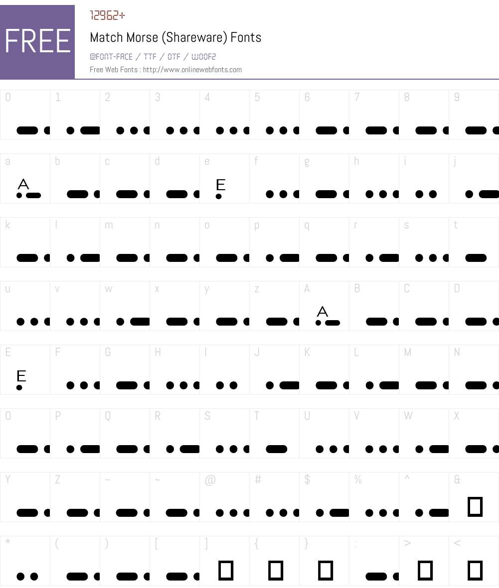 Match Morse (Shareware) Font Screenshots