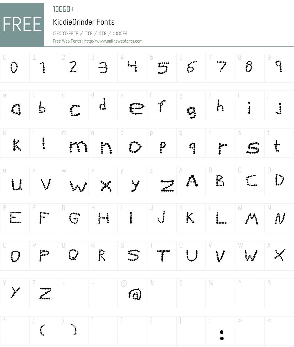 KiddieGrinder Font Screenshots
