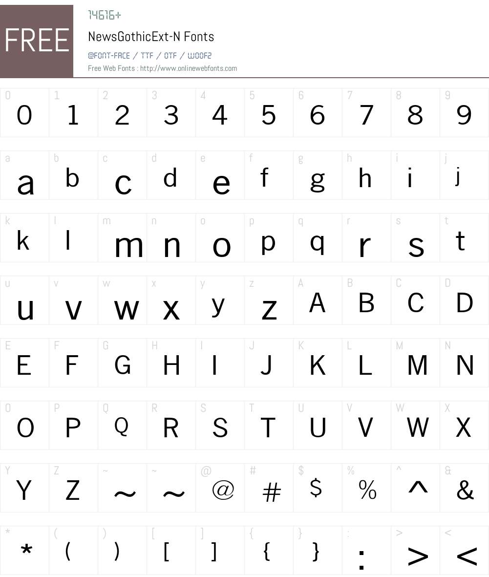 NewsGothicExt-N Font Screenshots