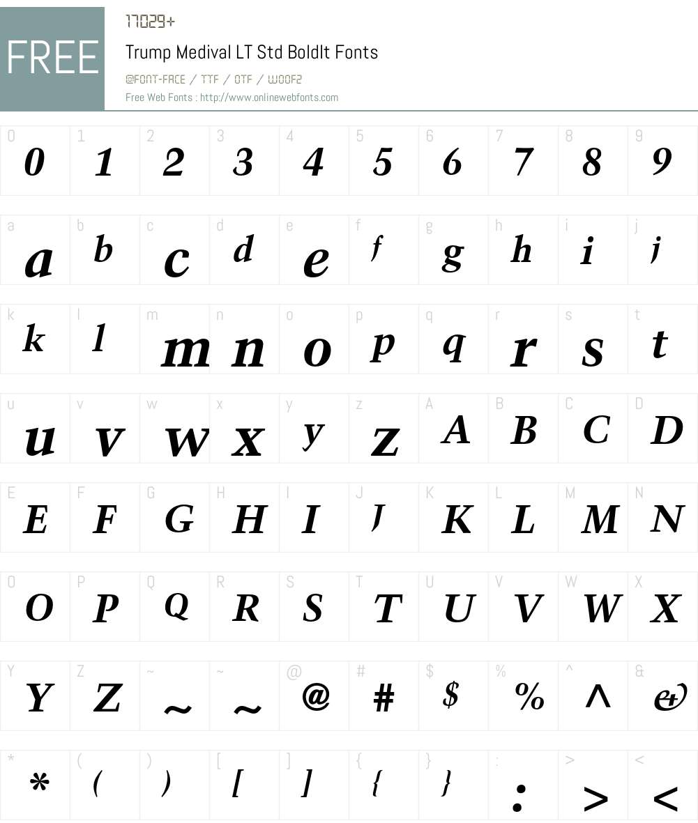 Trump Medival LT Std BoldIt Font Screenshots