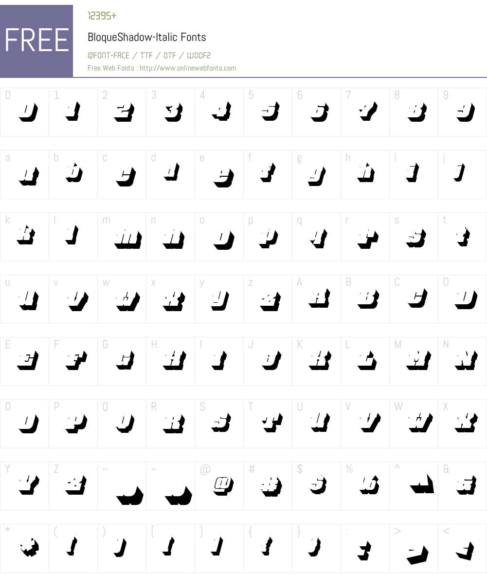 BloqueShadow-Italic Font Screenshots