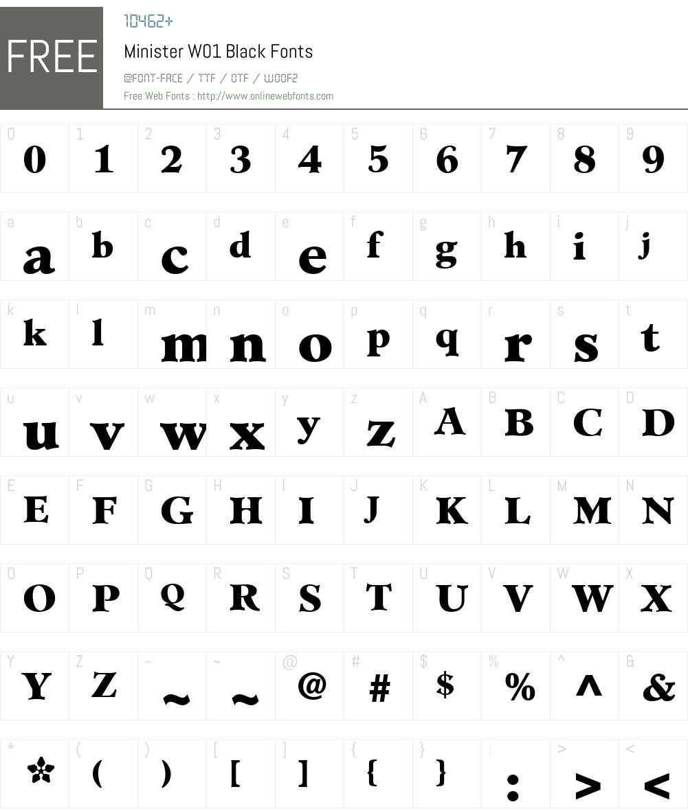 MinisterW01-Black Font Screenshots