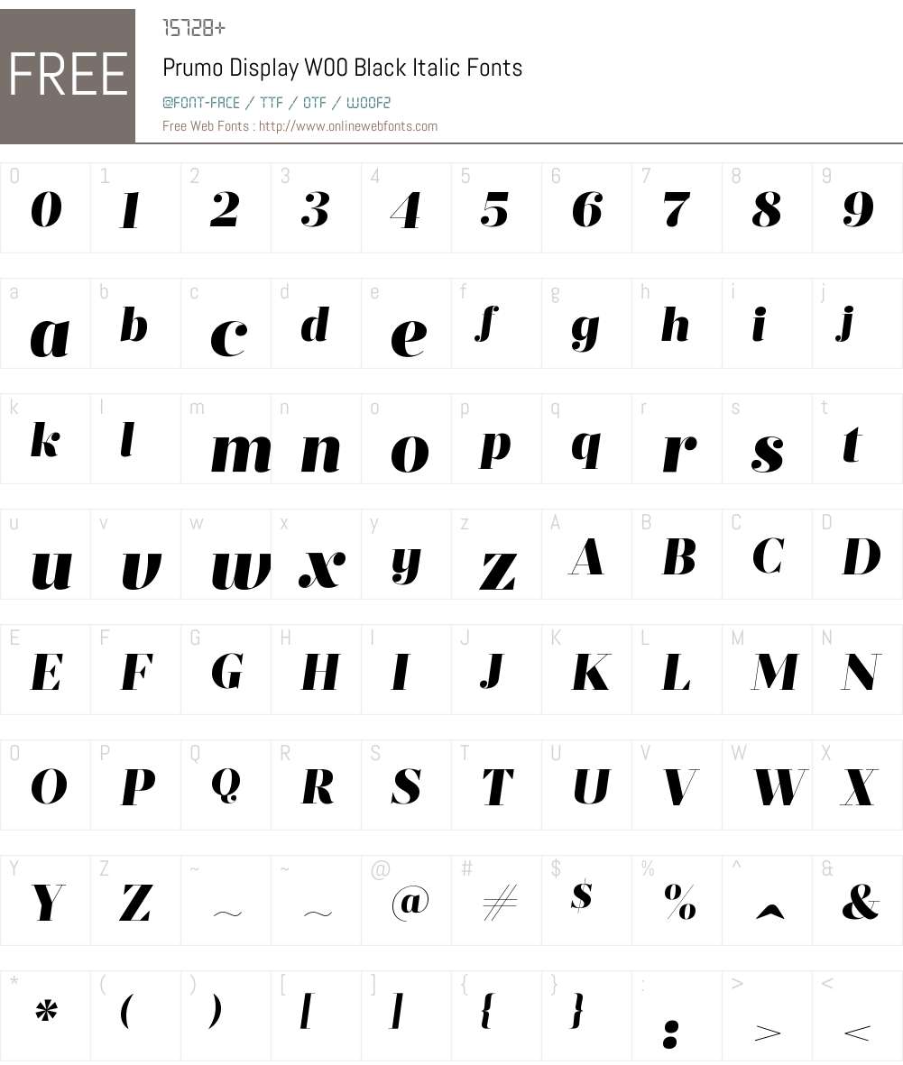 PrumoDisplayW00-BlackItalic Font Screenshots