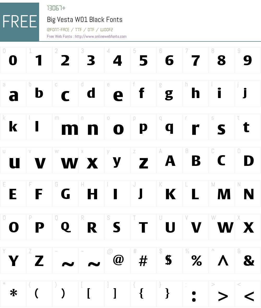 BigVestaW01-Black Font Screenshots