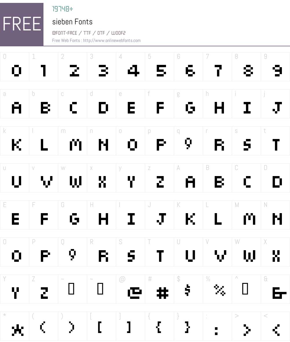 sieben Font Screenshots