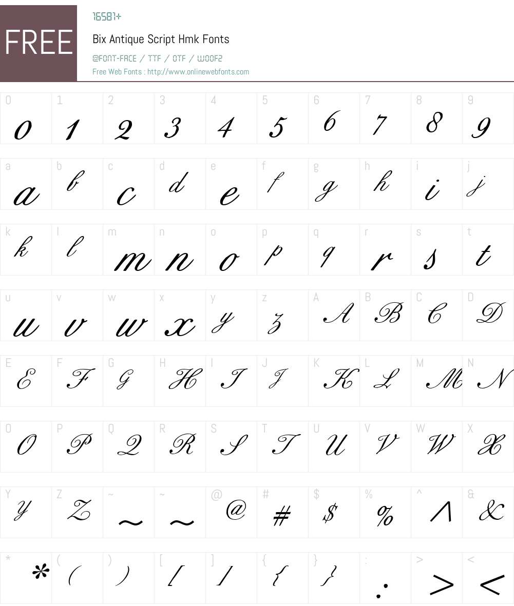 Bix Antique Script Hmk Font Screenshots