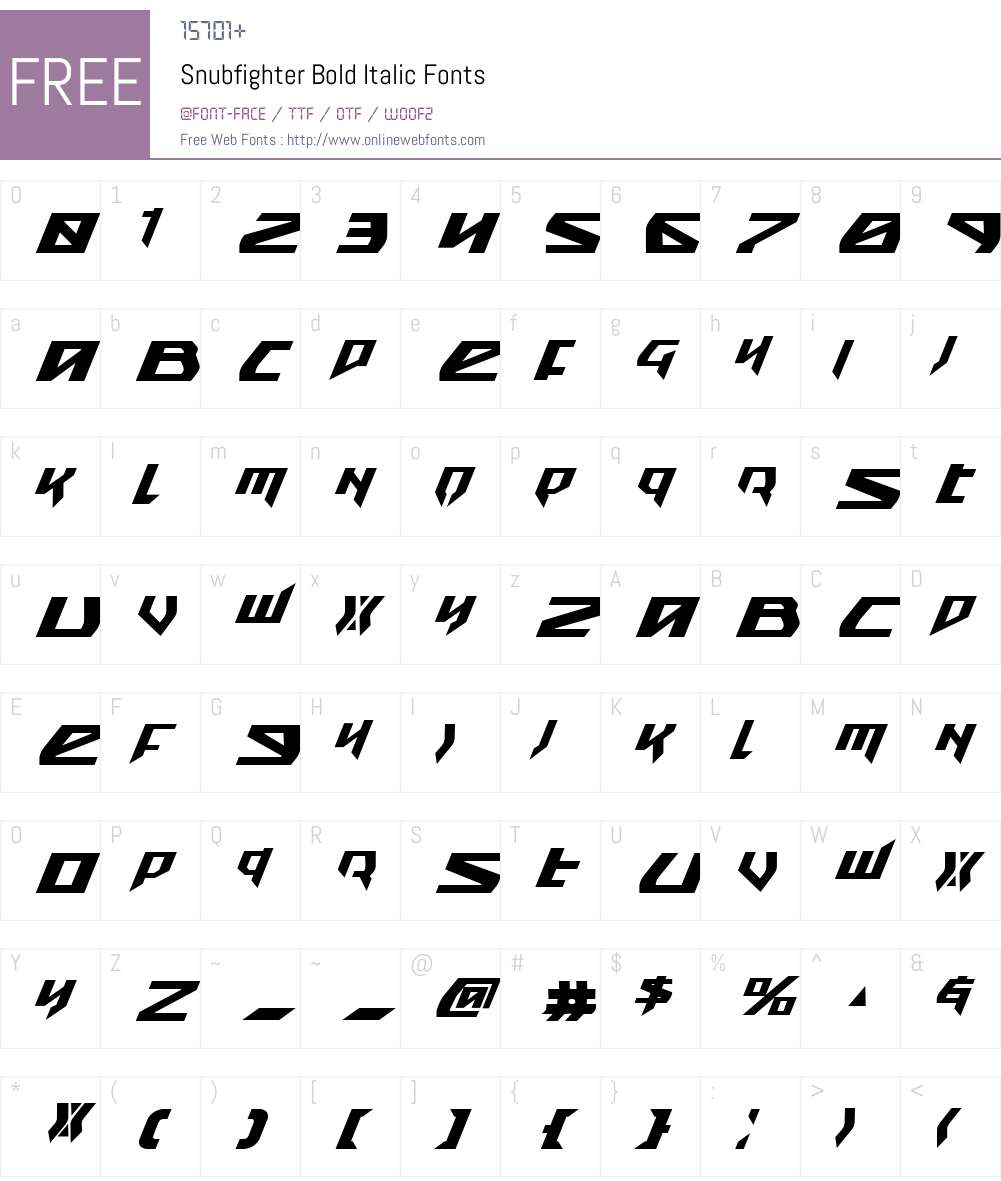 Snubfighter Bold Italic Font Screenshots