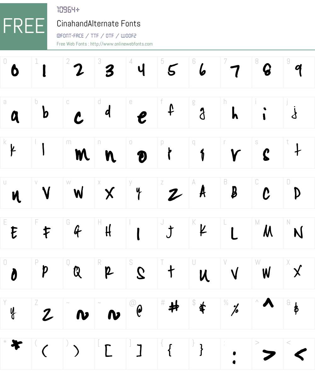 CinahandAlternate Font Screenshots