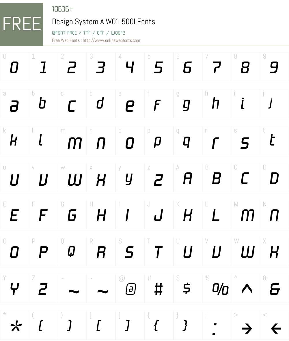 DesignSystemAW01-500I Font Screenshots