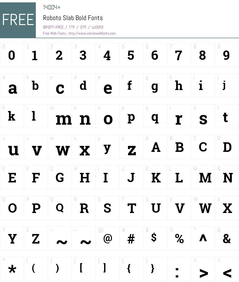 Roboto Slab Font Screenshots