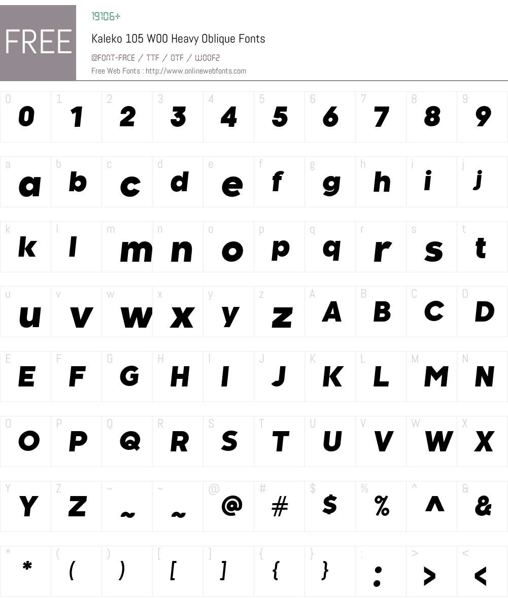 Kaleko105W00-HeavyOblique Font Screenshots