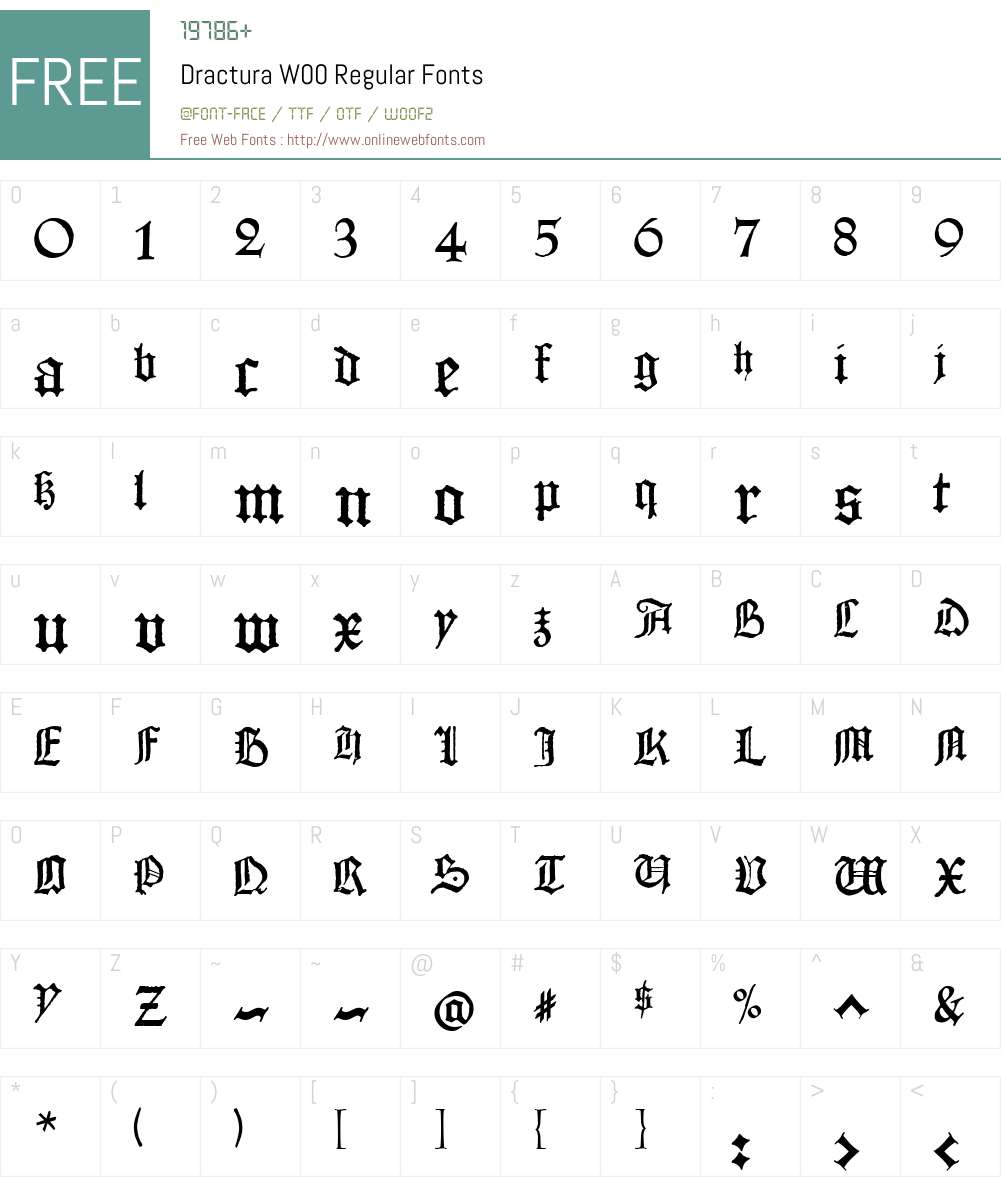 DracturaW00-Regular Font Screenshots
