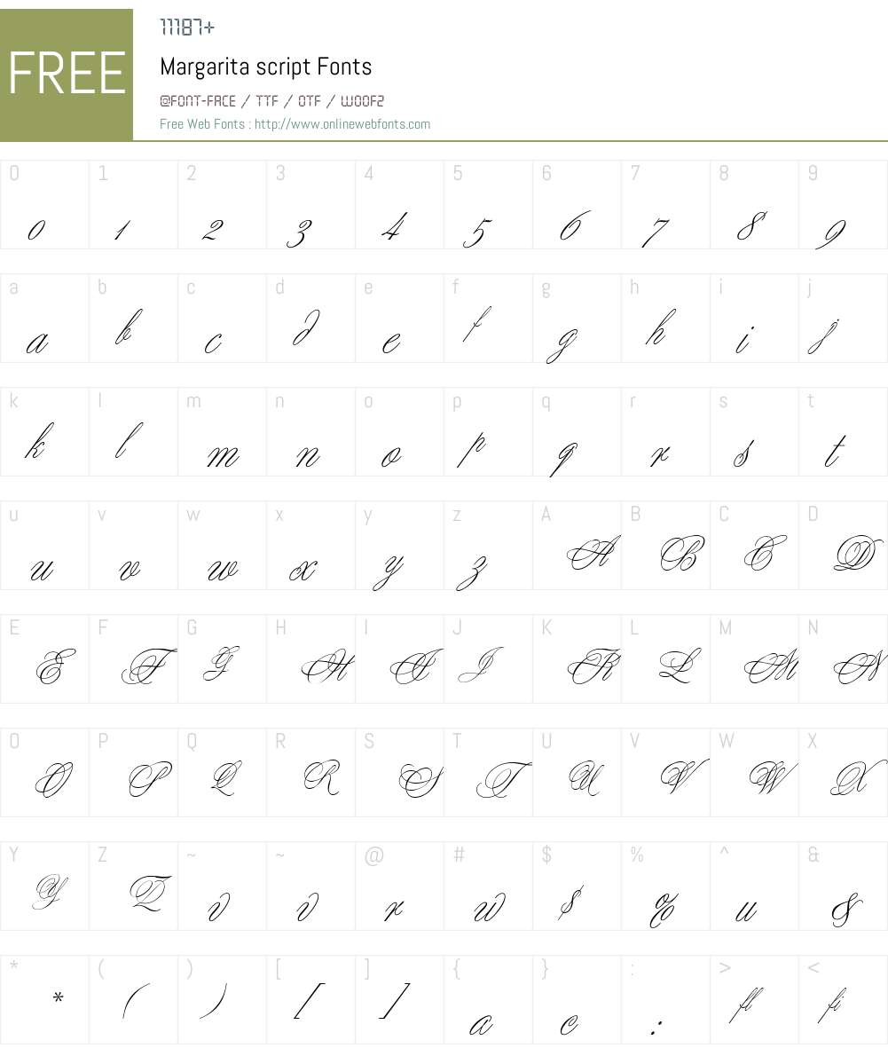 Margarita script Font Screenshots