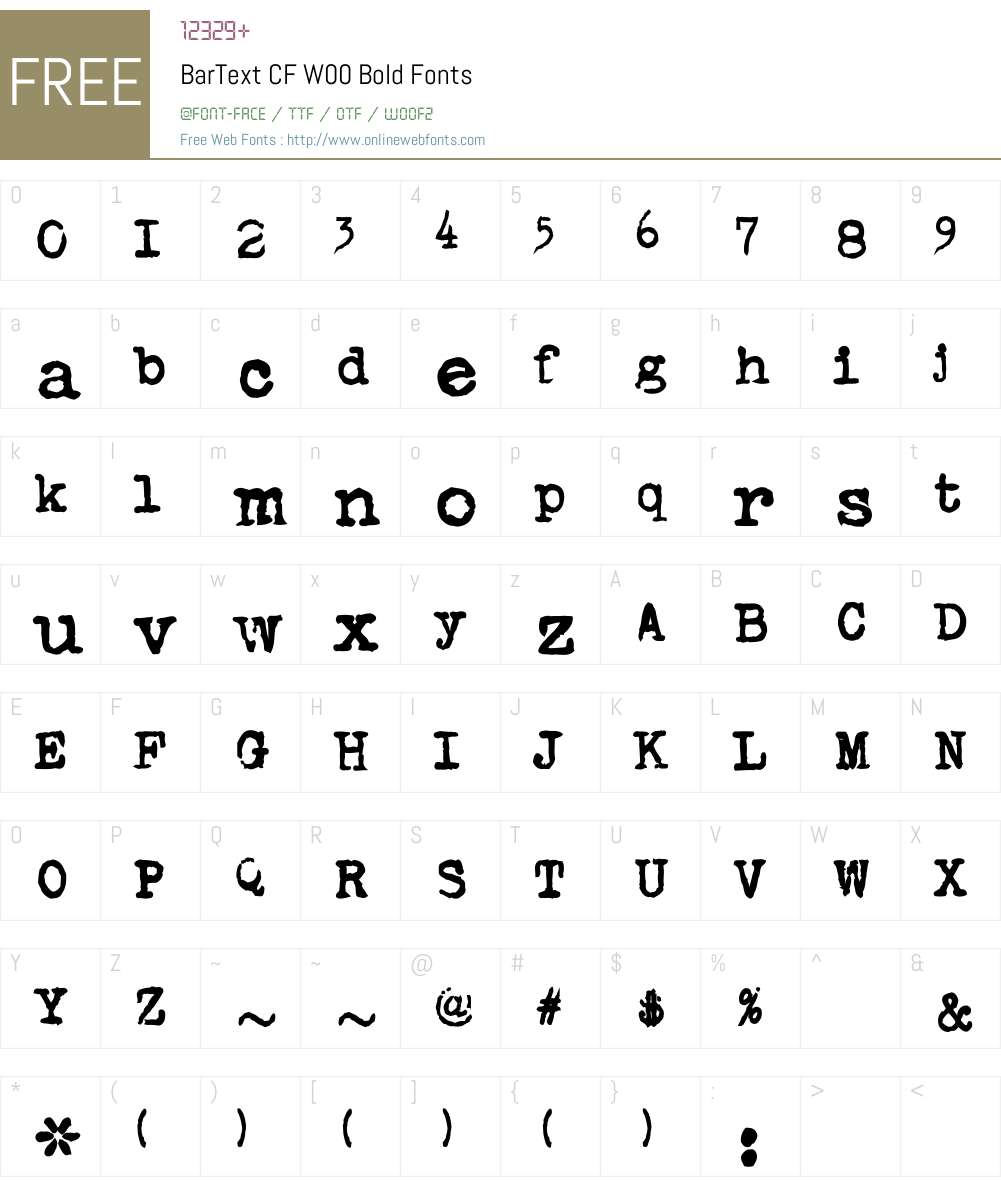 BarTextCFW00-Bold Font Screenshots