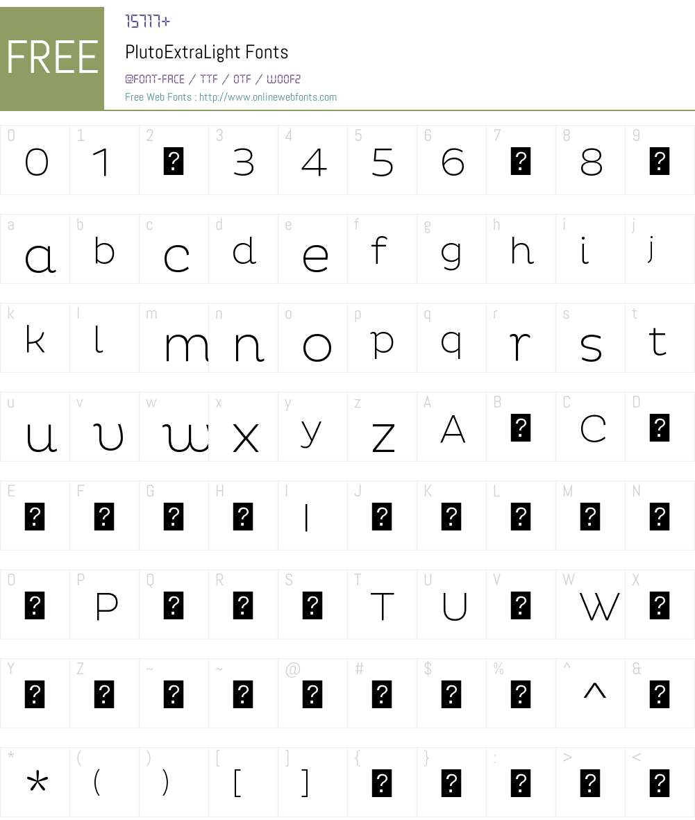 PlutoExtraLight Font Screenshots