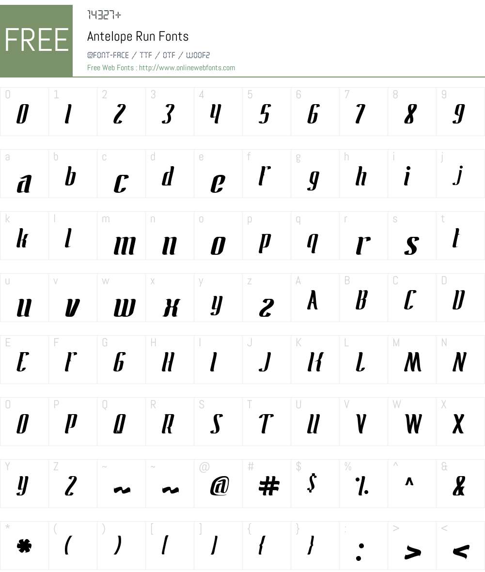 Antelope Run Font Screenshots