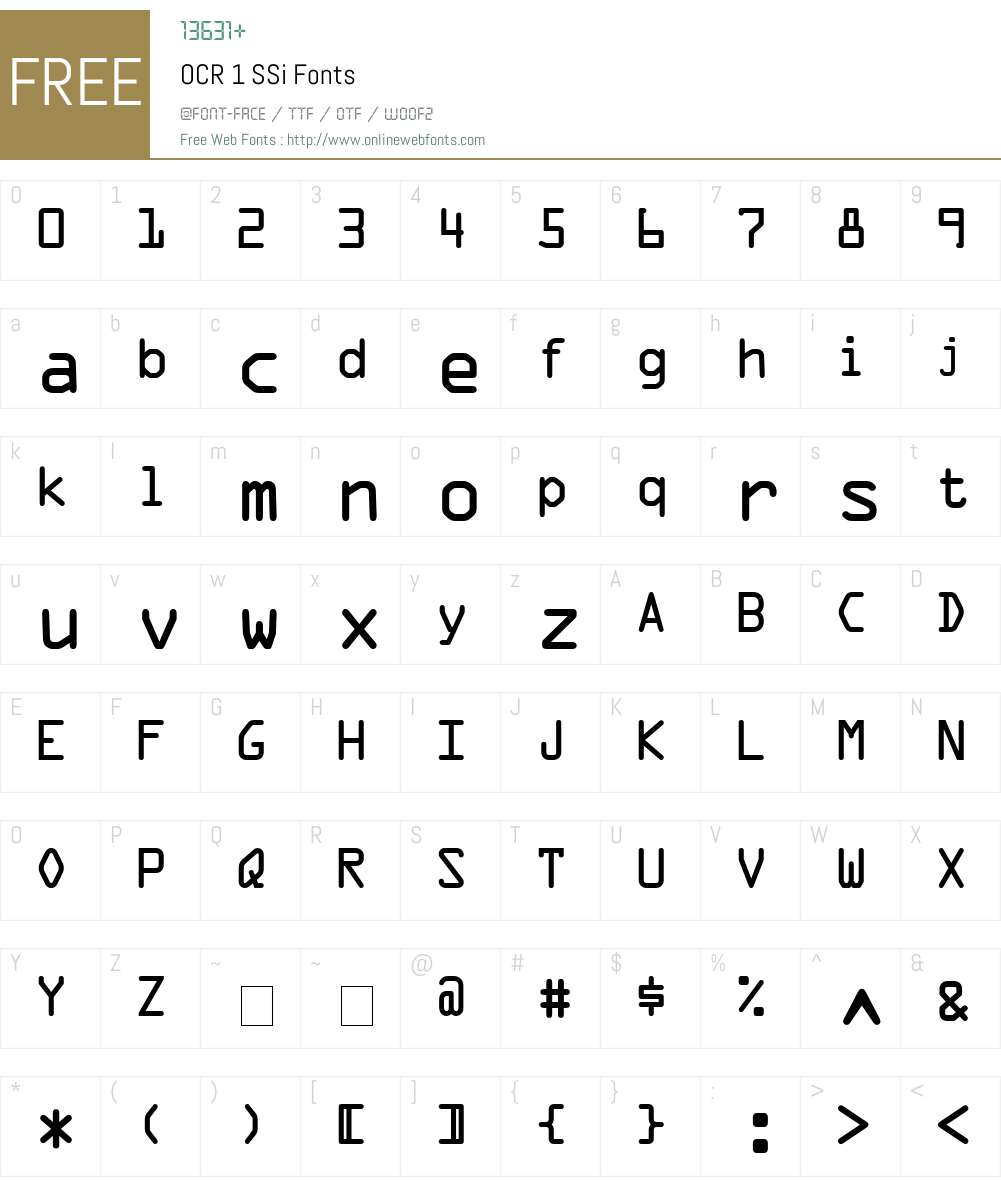 OCR 1 SSi Font Screenshots