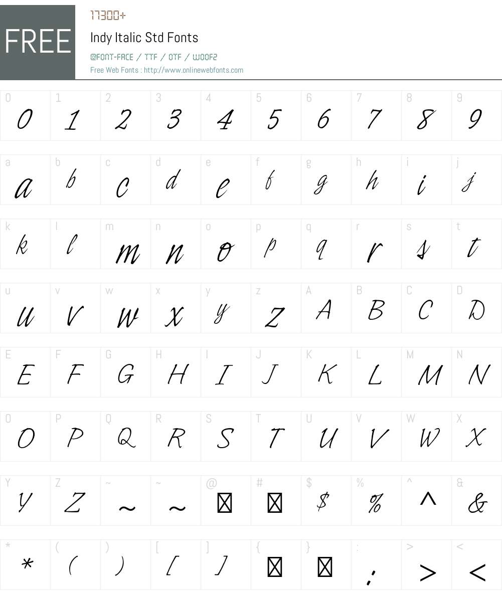 Indy Italic Std Font Screenshots