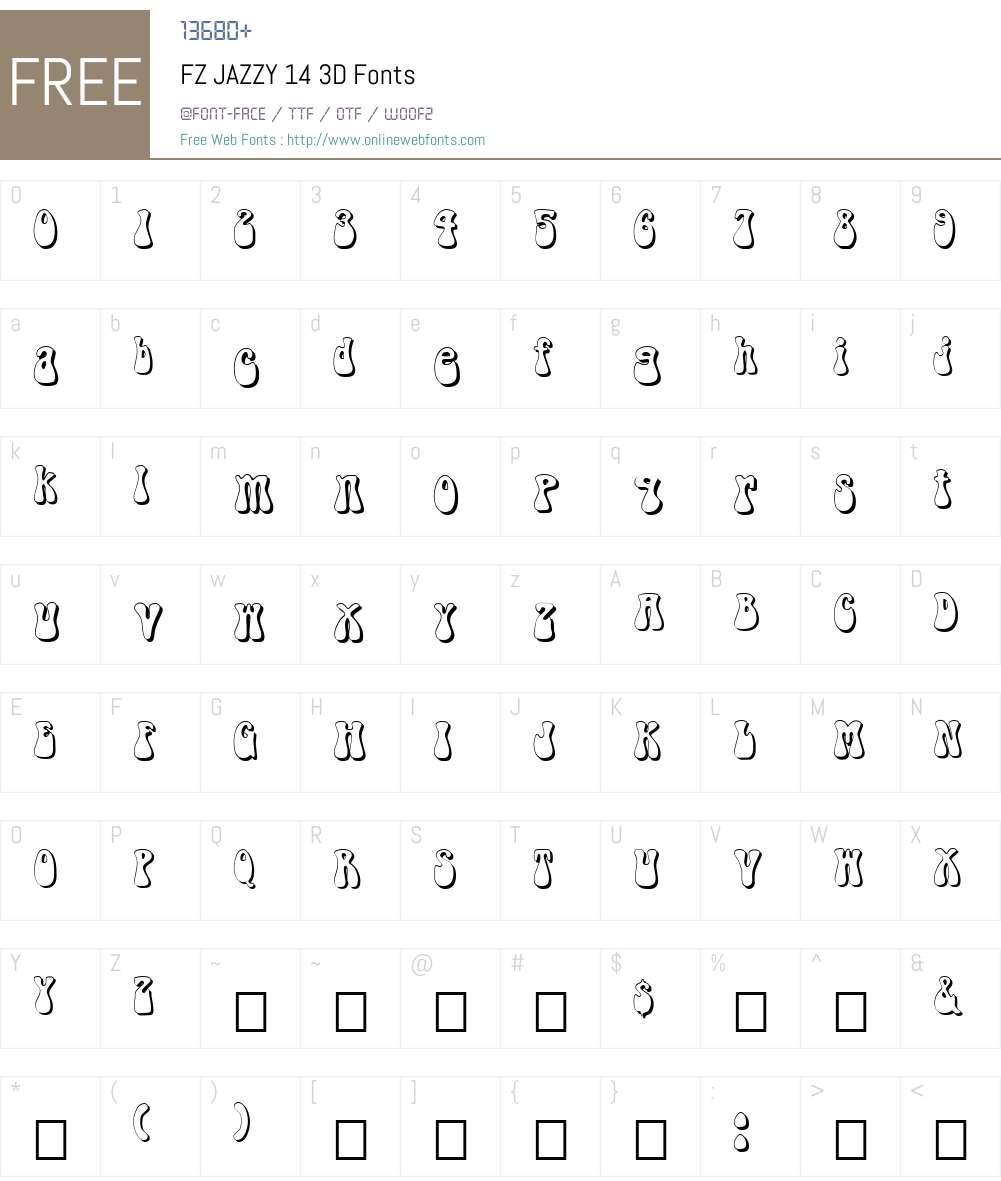FZ JAZZY 14 3D Font Screenshots