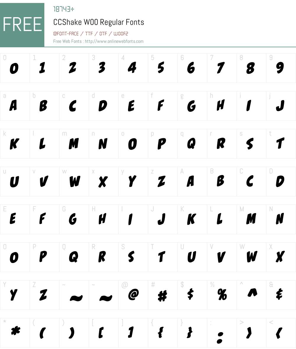 CCShakeW00-Regular Font Screenshots