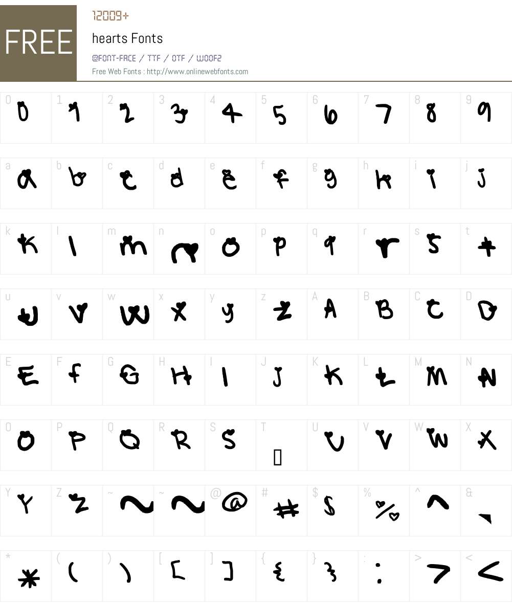 hearts Font Screenshots