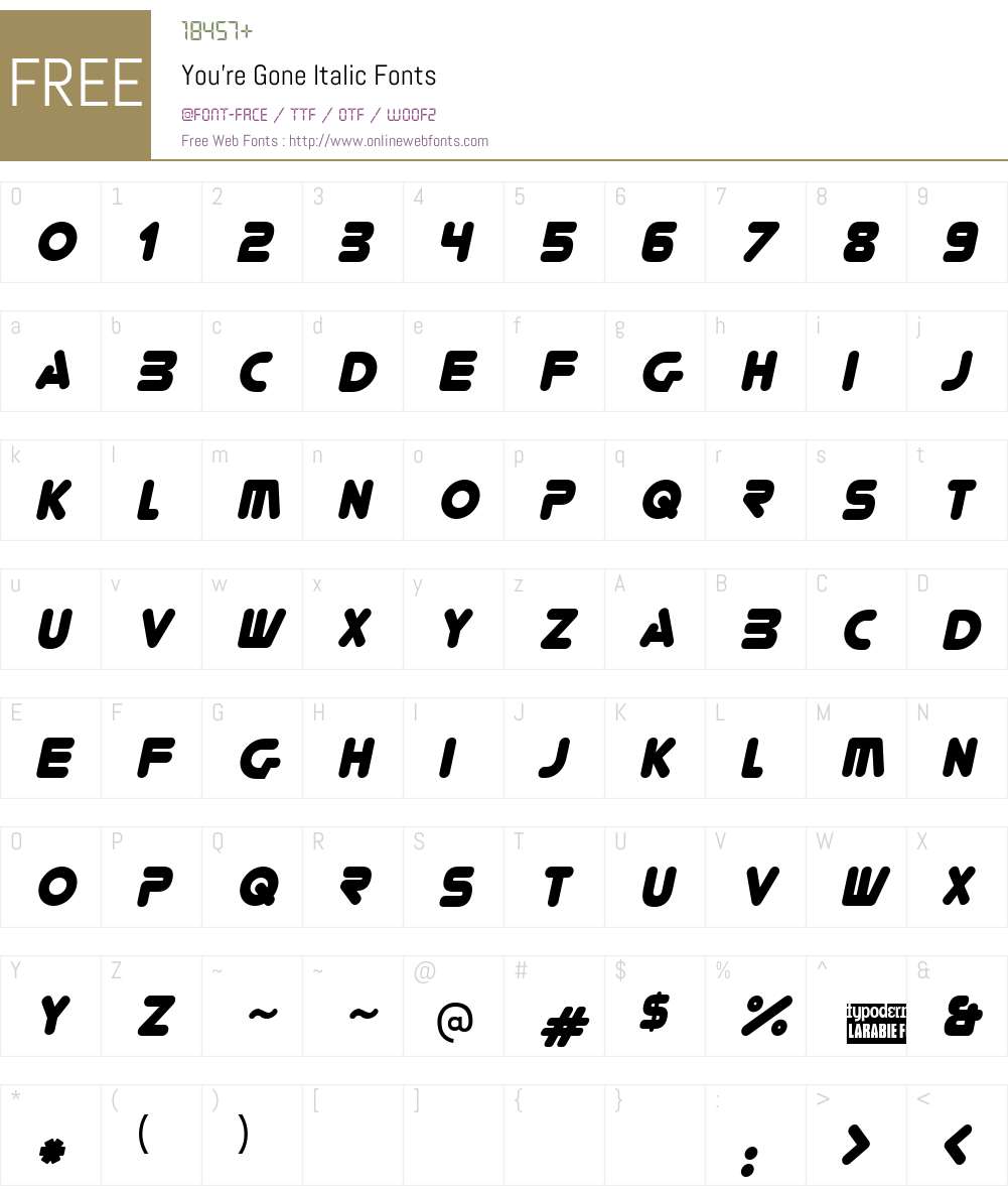 You're Gone Font Screenshots