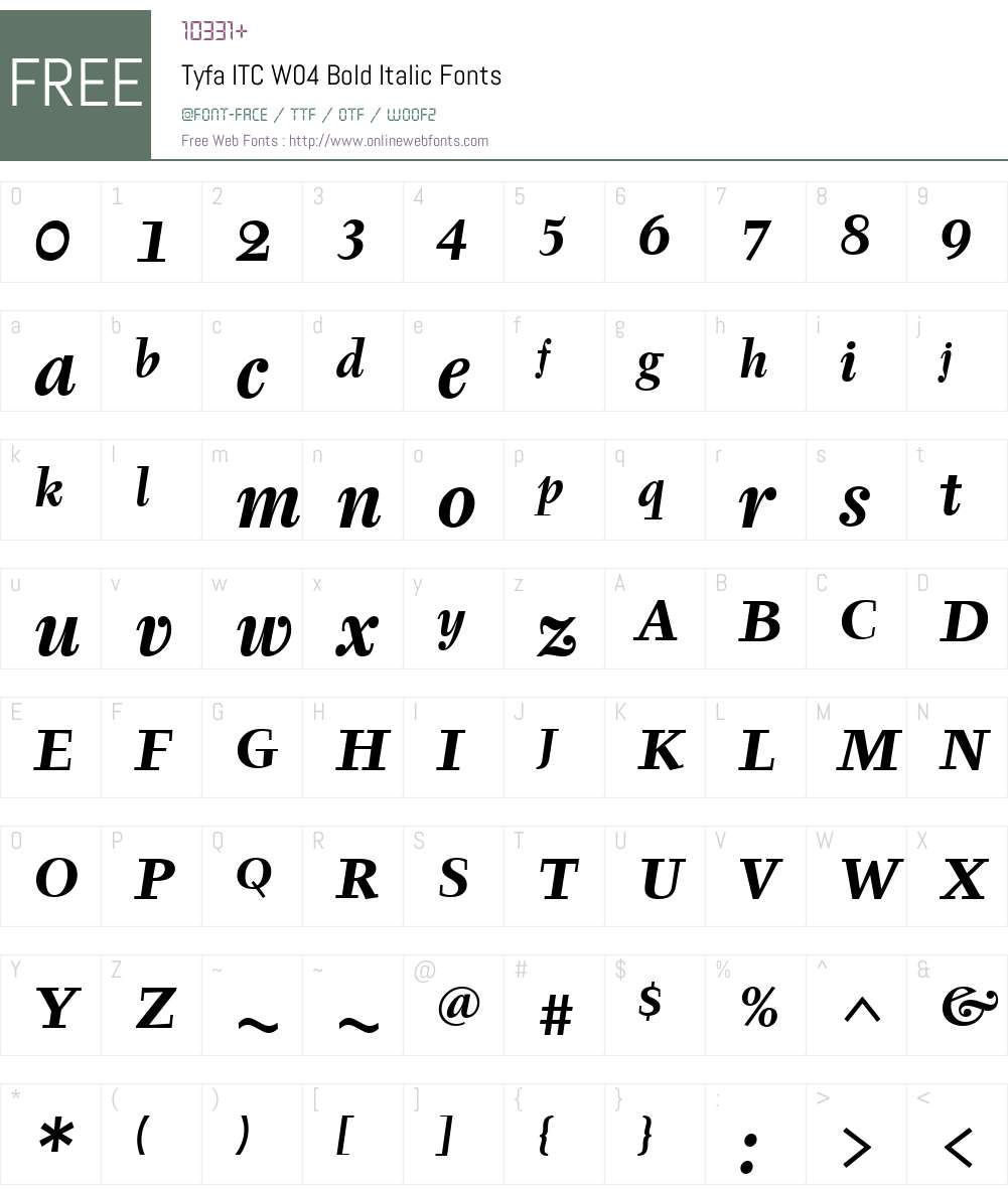 ITC Tyfa Font Screenshots
