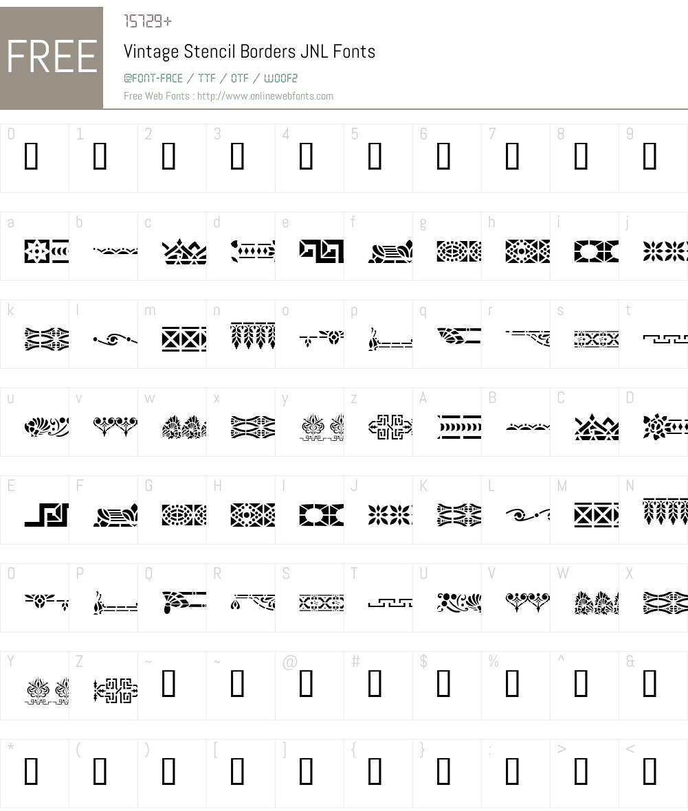 VintageStencilBordersJNL Font Screenshots