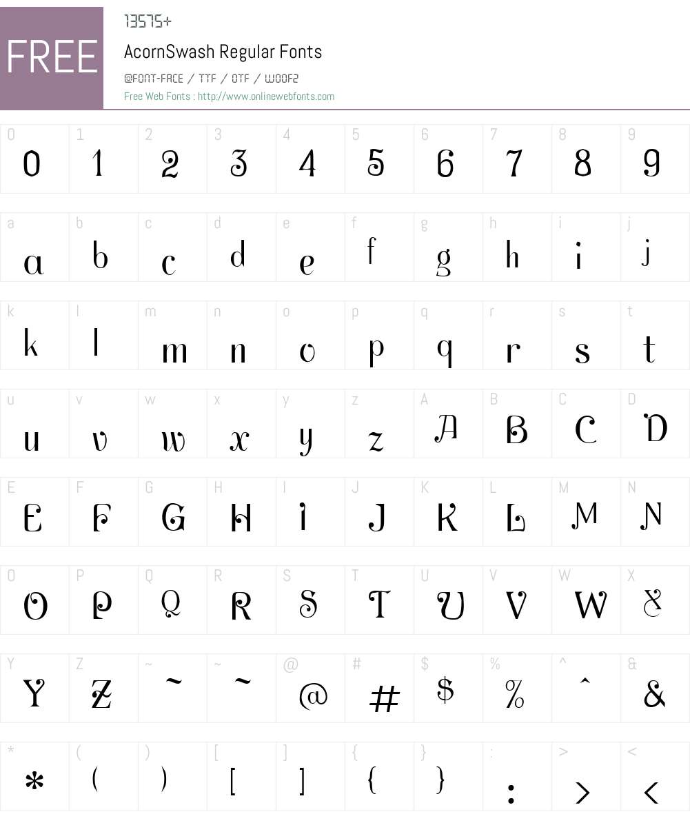 AcornSwash Font Screenshots