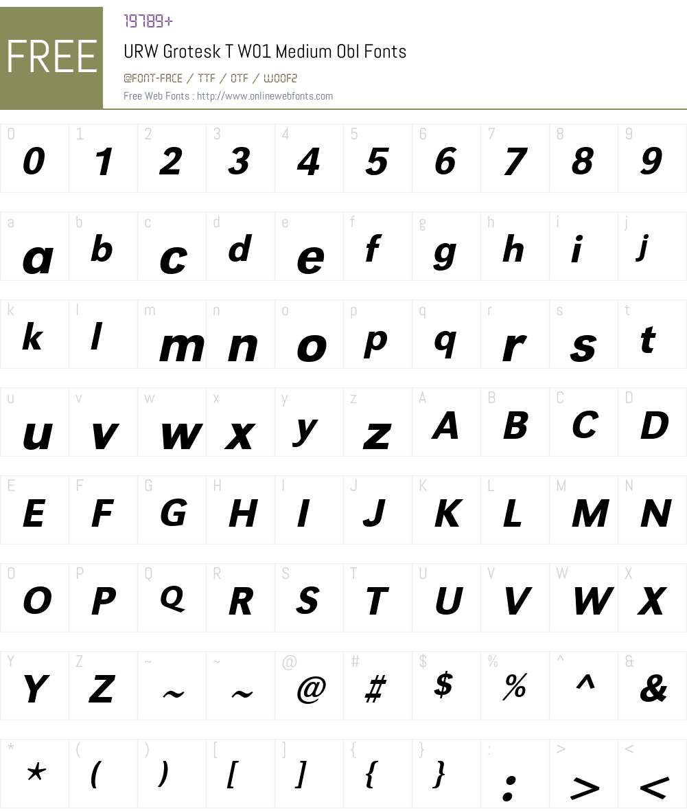 URWGroteskTW01-MediumObl Font Screenshots