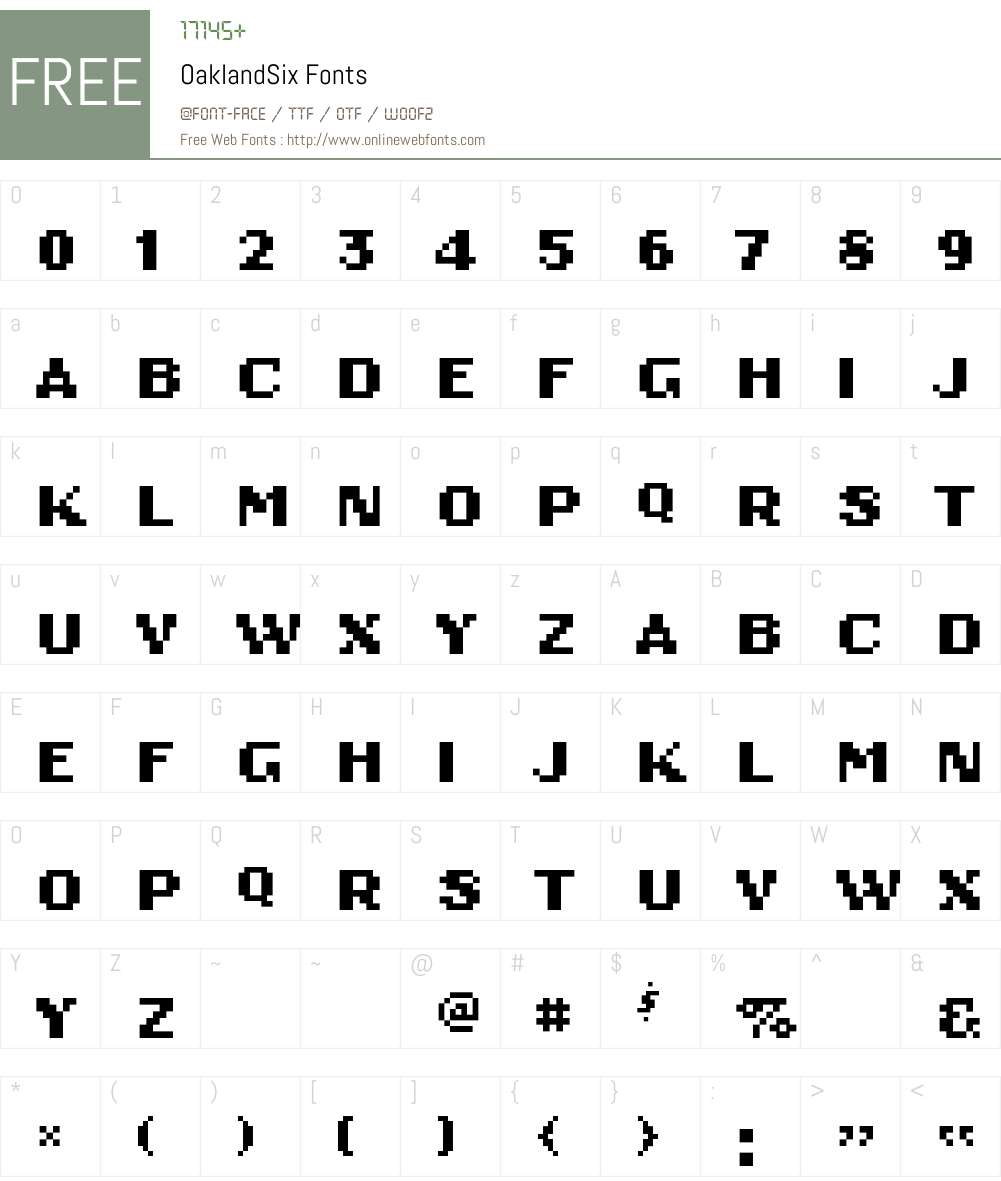 OaklandSix Font Screenshots