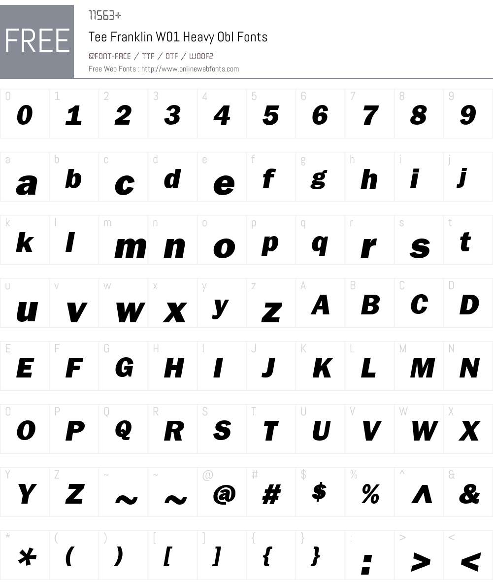 TeeFranklinW01-HeavyObl Font Screenshots