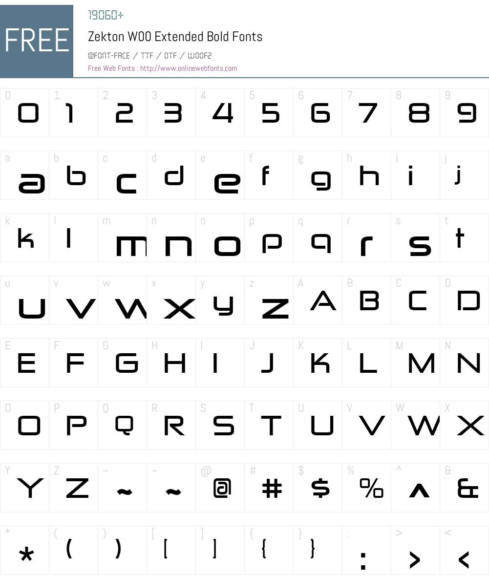 ZektonW00-ExtendedBold Font Screenshots