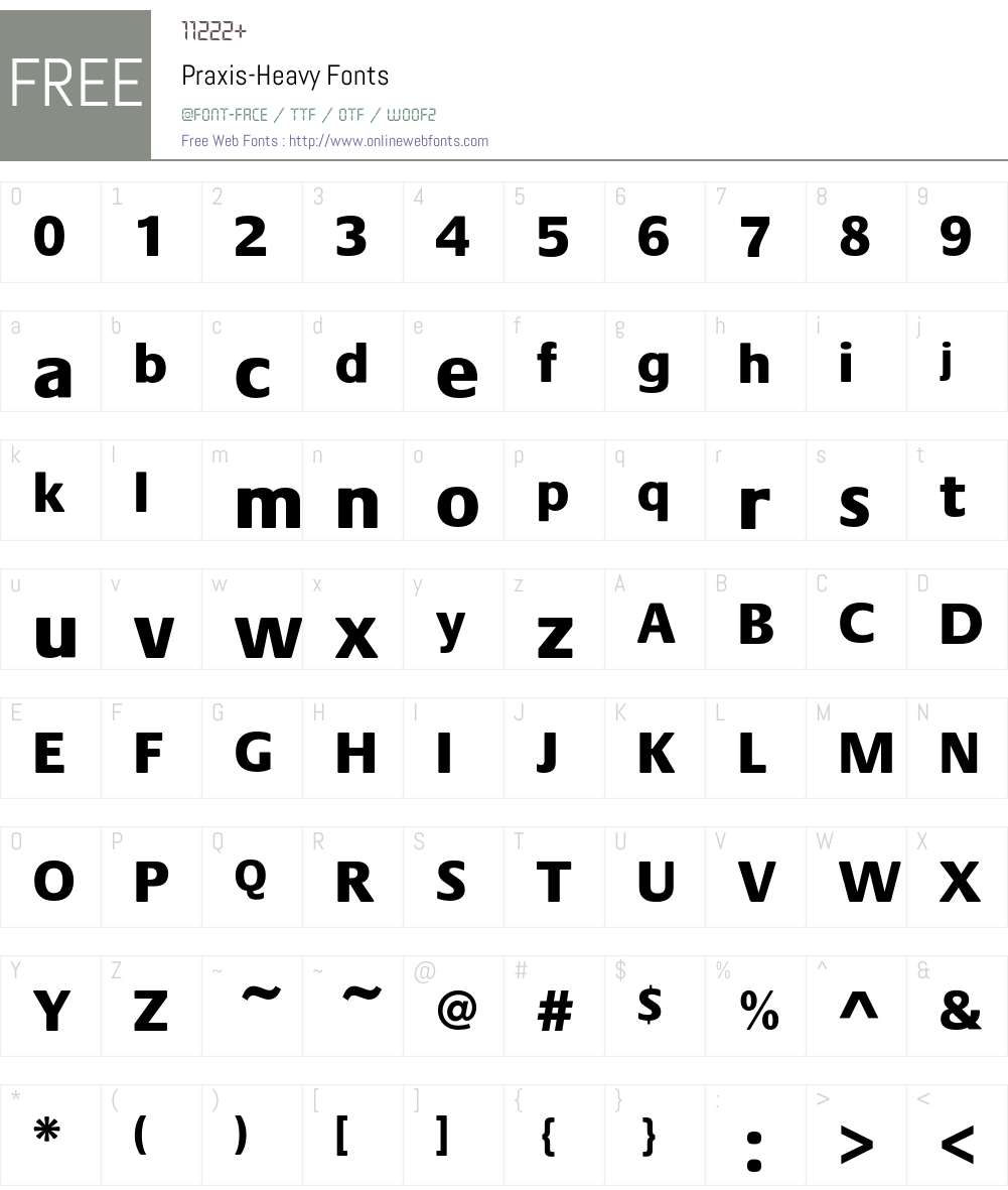 Praxis-Heavy Font Screenshots