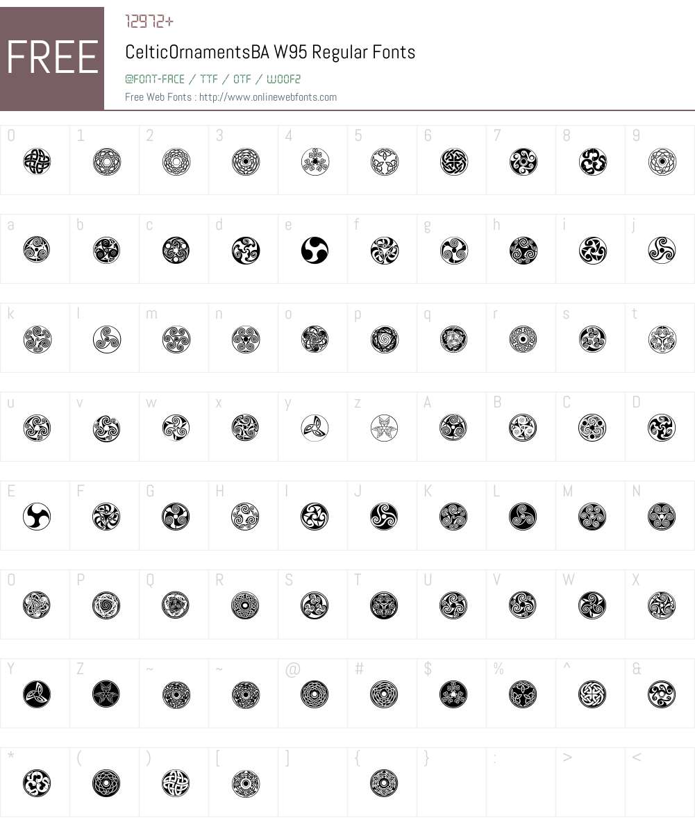 CelticOrnamentsBAW95-Rg Font Screenshots