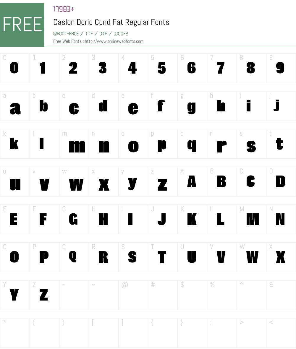 Caslon Doric Cond Fat Font Screenshots