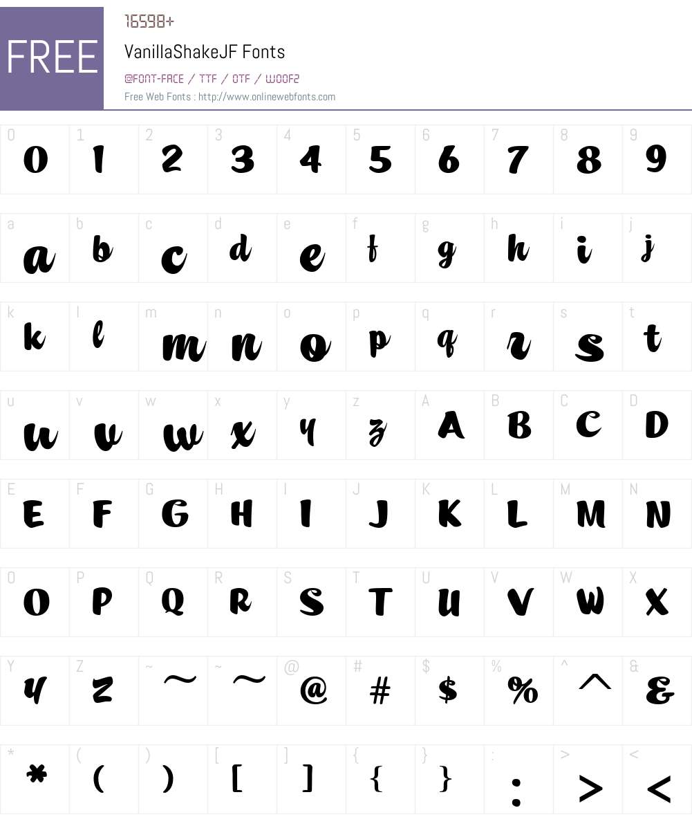 VanillaShakeJF Font Screenshots