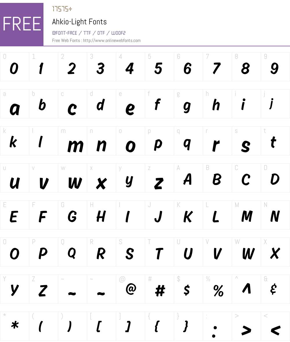 Ahkio-Light Font Screenshots